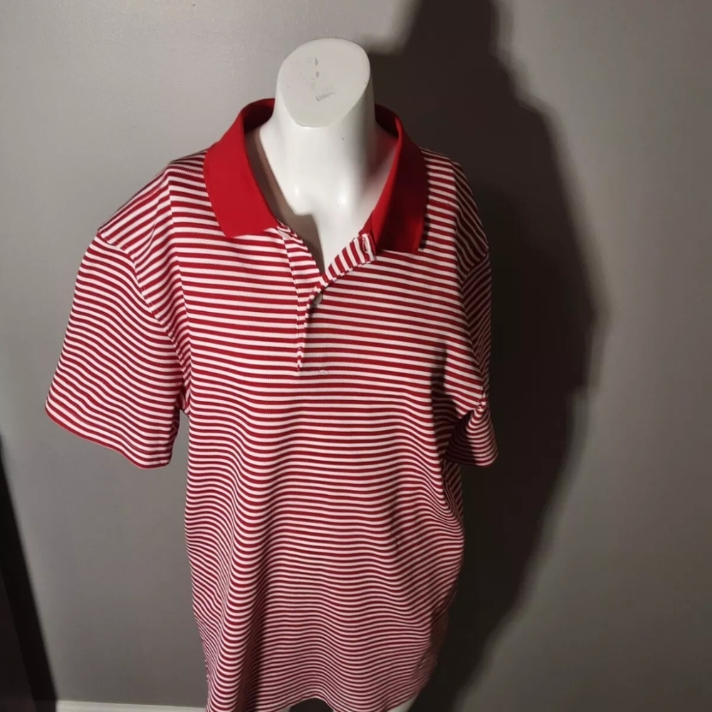 Men Small Nike Dri Fit Red And White Polo Shirt